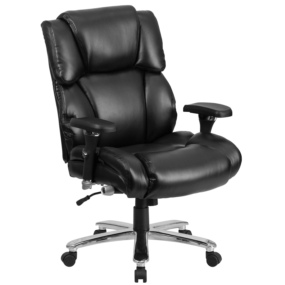 Flash Furniture Hercules Series 24/7 Intensive Use LeatherSoft Swivel Office Chair, Ergonomic High-Back Executive Chair with Padded Seat/Arms, Black