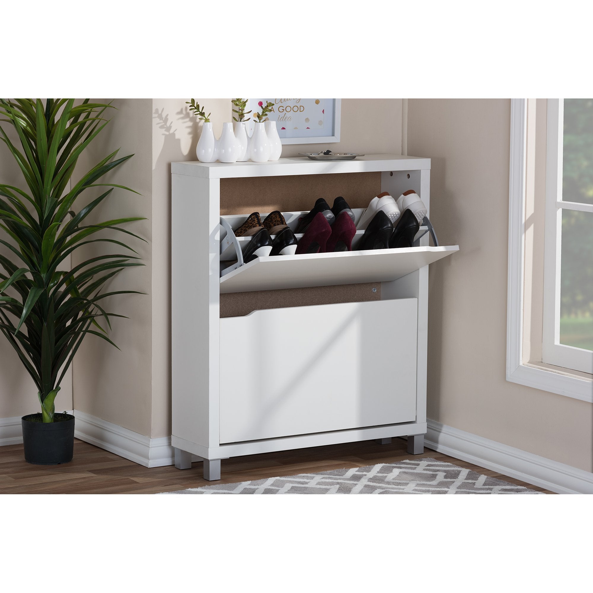 Baxton Studio Simms Shoe Storage Cabinet, White (88-4341-HiT)