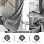Melodieux Silver Gray Semi Sheer Curtains 72 Inches Long For Bedroom, Living Room Linen Look Privacy Window Rod Pocket Sheer Dra