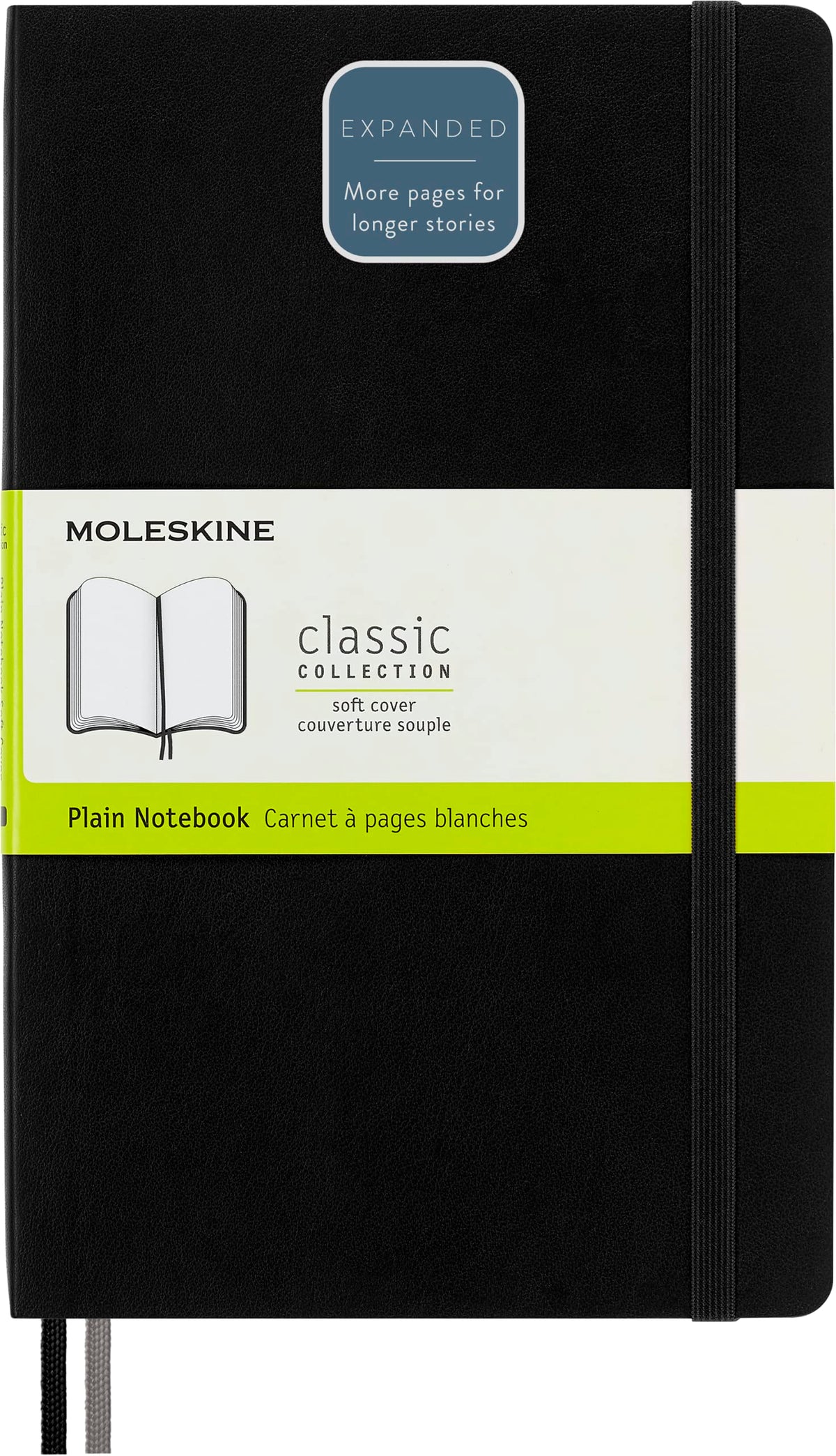 Moleskine Classic Expanded Notebook, Soft Cover, Large (5' X 8.25') Plain/Blank, Black, 400 Pages