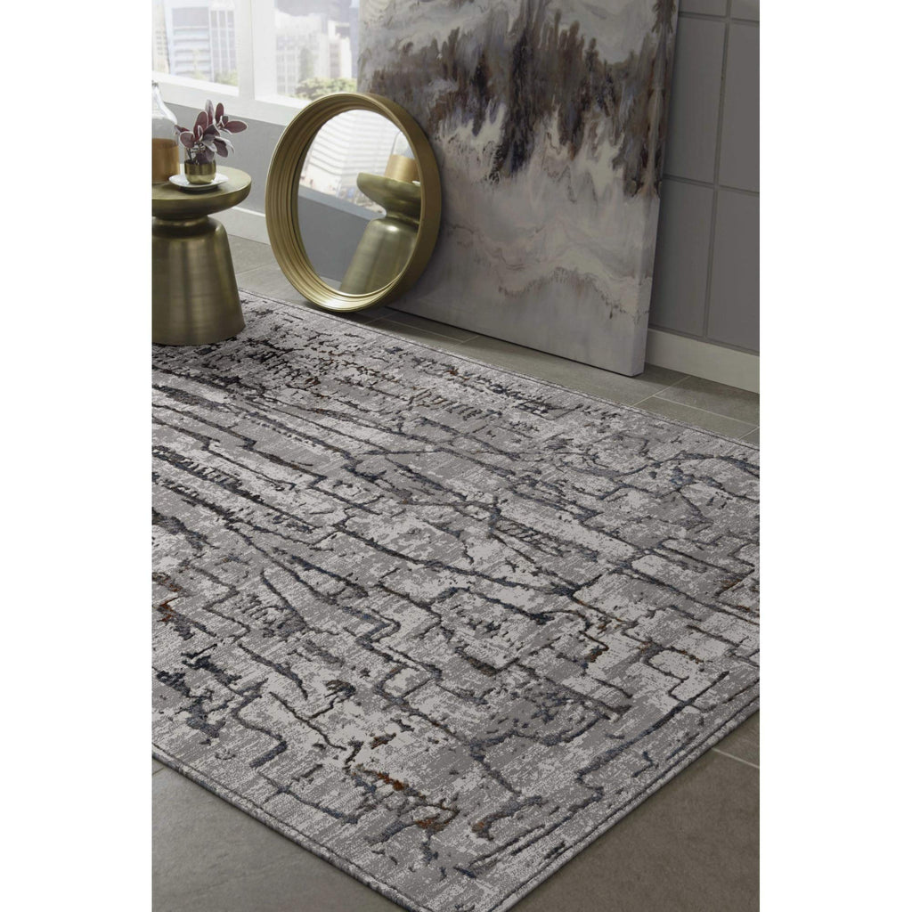 HomeRoots Decor 118' X 158' X 0.'25' Grey Polyester Rug