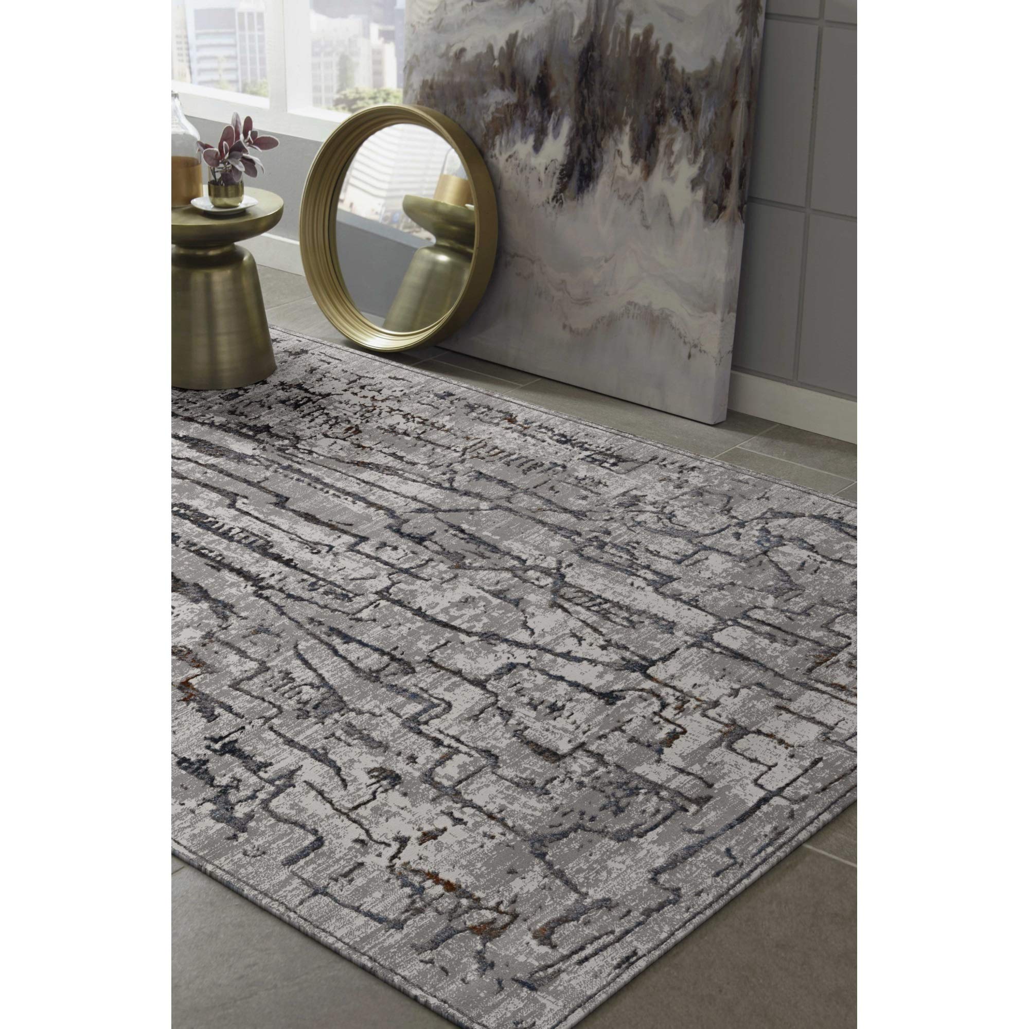 HomeRoots Decor 118' X 158' X 0.'25' Grey Polyester Rug
