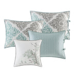 Madison Park Daybed Cover Set - Double Sided Quilting Casual Design, All Season Bedding With Bedskirt, Matching Shams, Decorative Pillow, 75'X39', Diamond Aqua 6 Piece