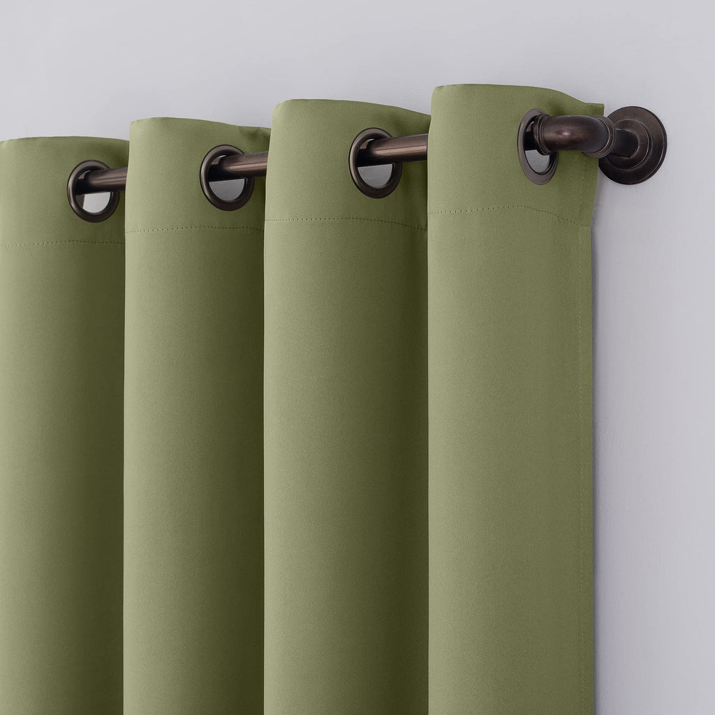 Sun Zero Nordic 2-Pack Theater Grade Noise Reducing Extreme 100% Blackout Grommet Curtain Panel Pair, 52' X 96, Sage Green