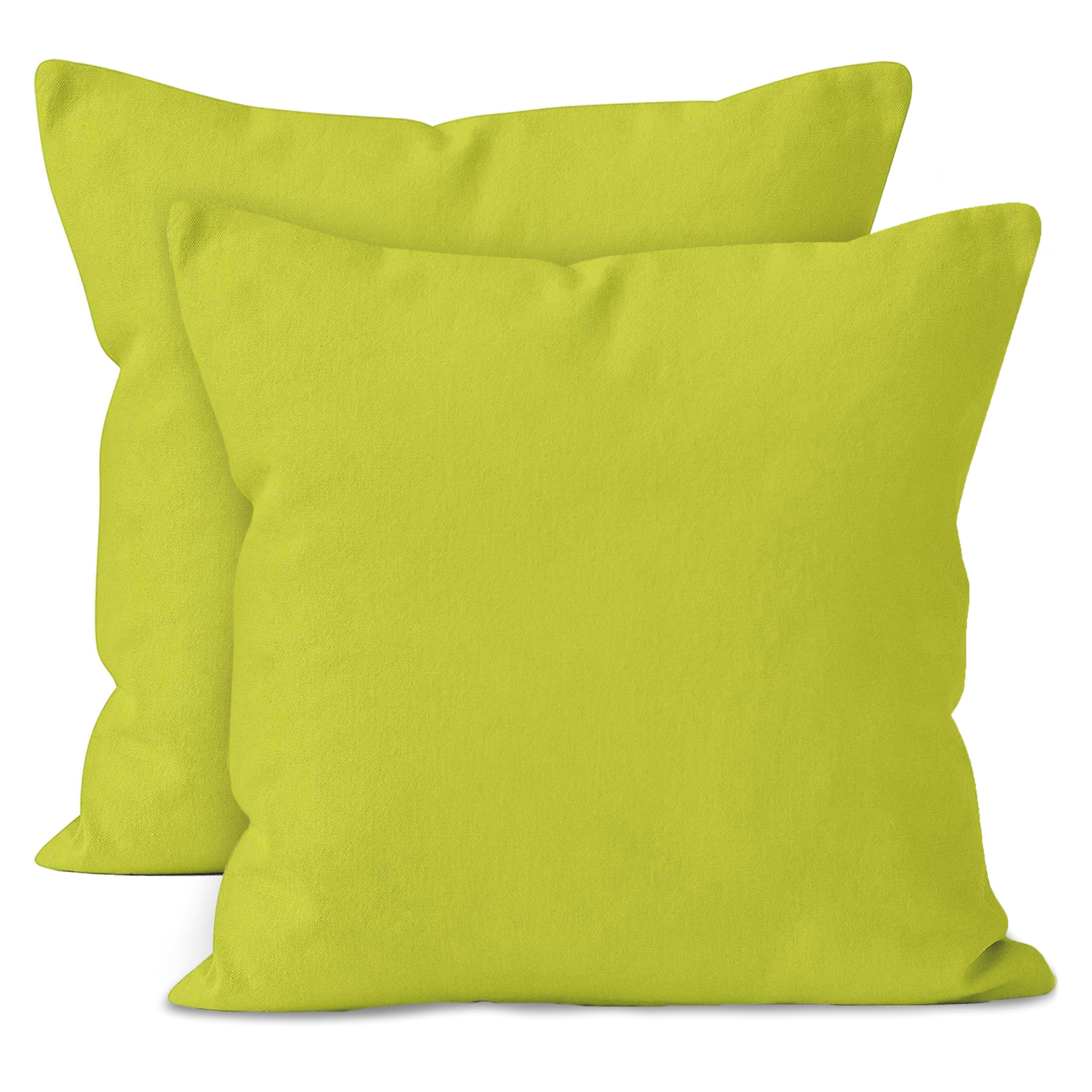 Encasa Xo Throw Pillow Covers 24X24 In Set Of 2 Lime Green | No Inserts | Cotton Pillow Covers For Living Room, Bed, Sofa, Couch