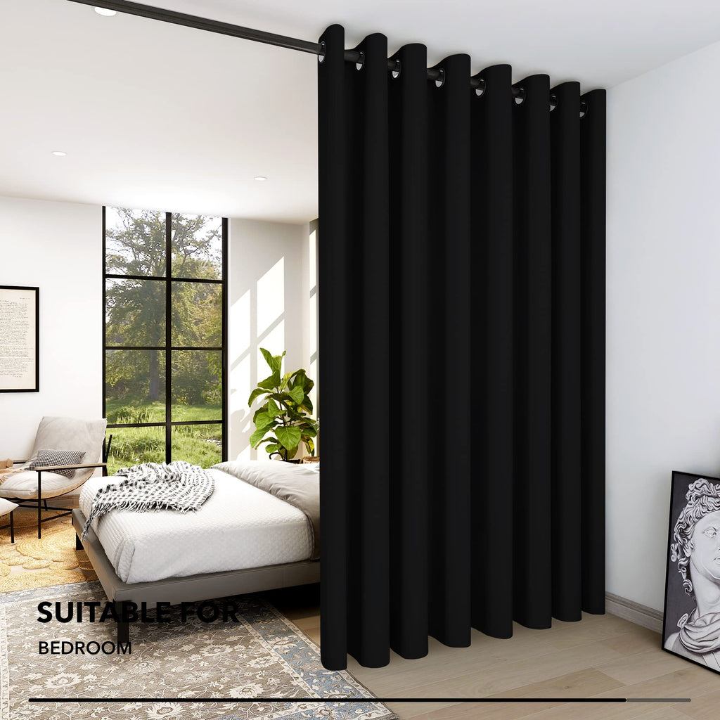 Deconovo Blackout Room Darkening Thermal Insulated Wide Panel Curtains For Bedroom 100 X 84 Inch Black 1 Panel