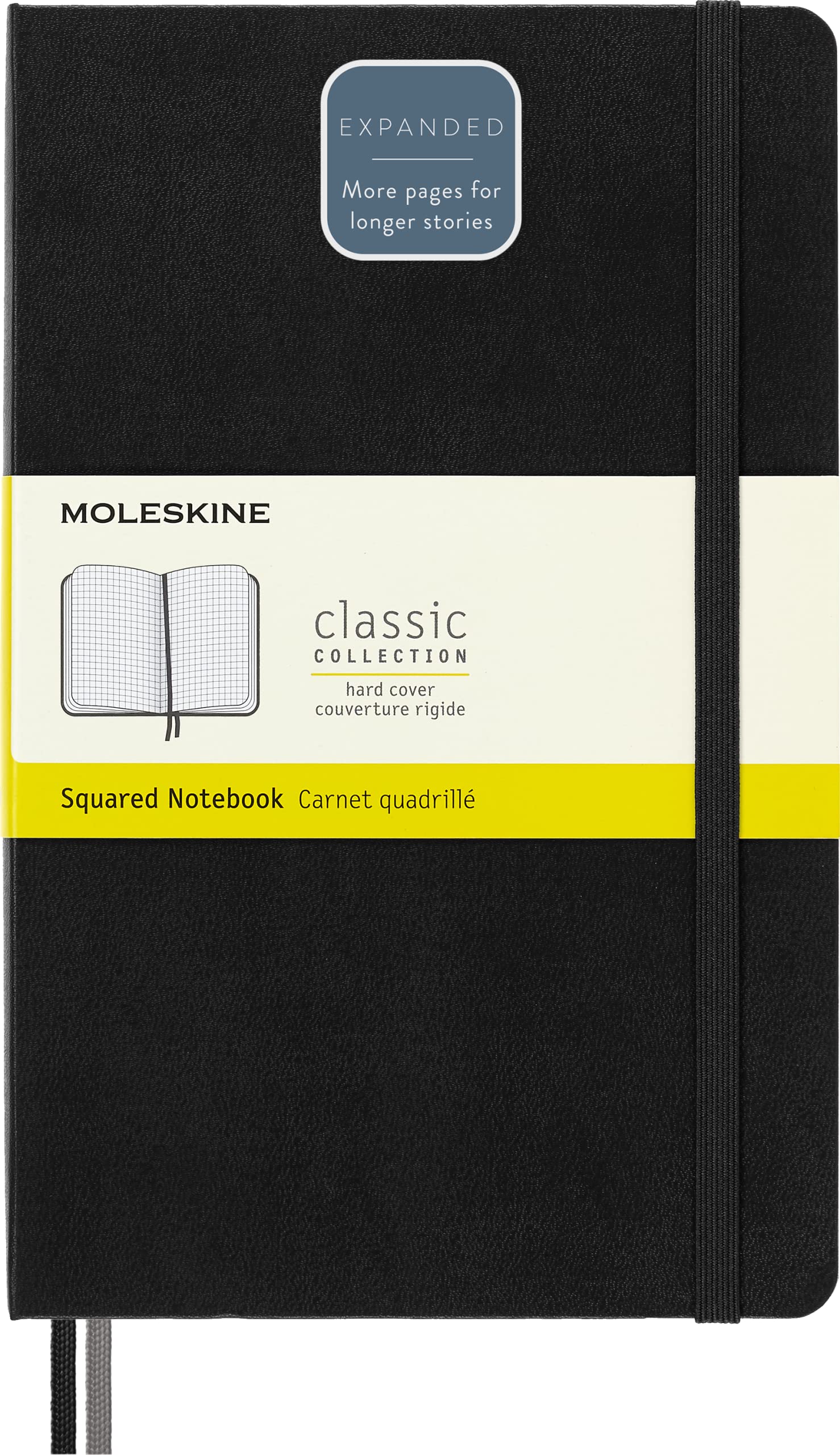 Moleskine Classic Expanded Notebook, Hard Cover, Large (5' X 8.25') Squared/Grid, Black, 400 Pages
