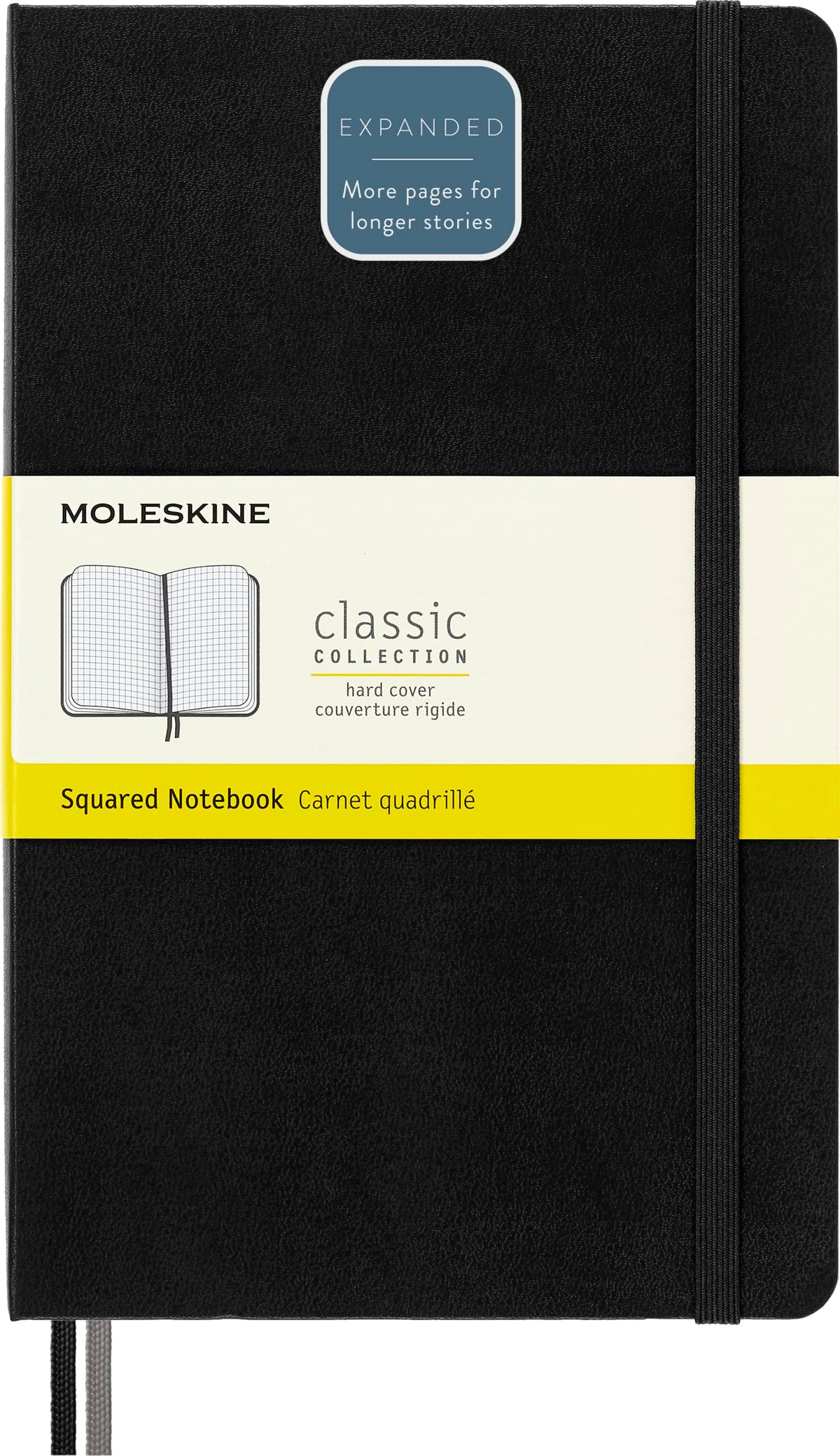 Moleskine Classic Expanded Notebook, Hard Cover, Large (5' X 8.25') Squared/Grid, Black, 400 Pages