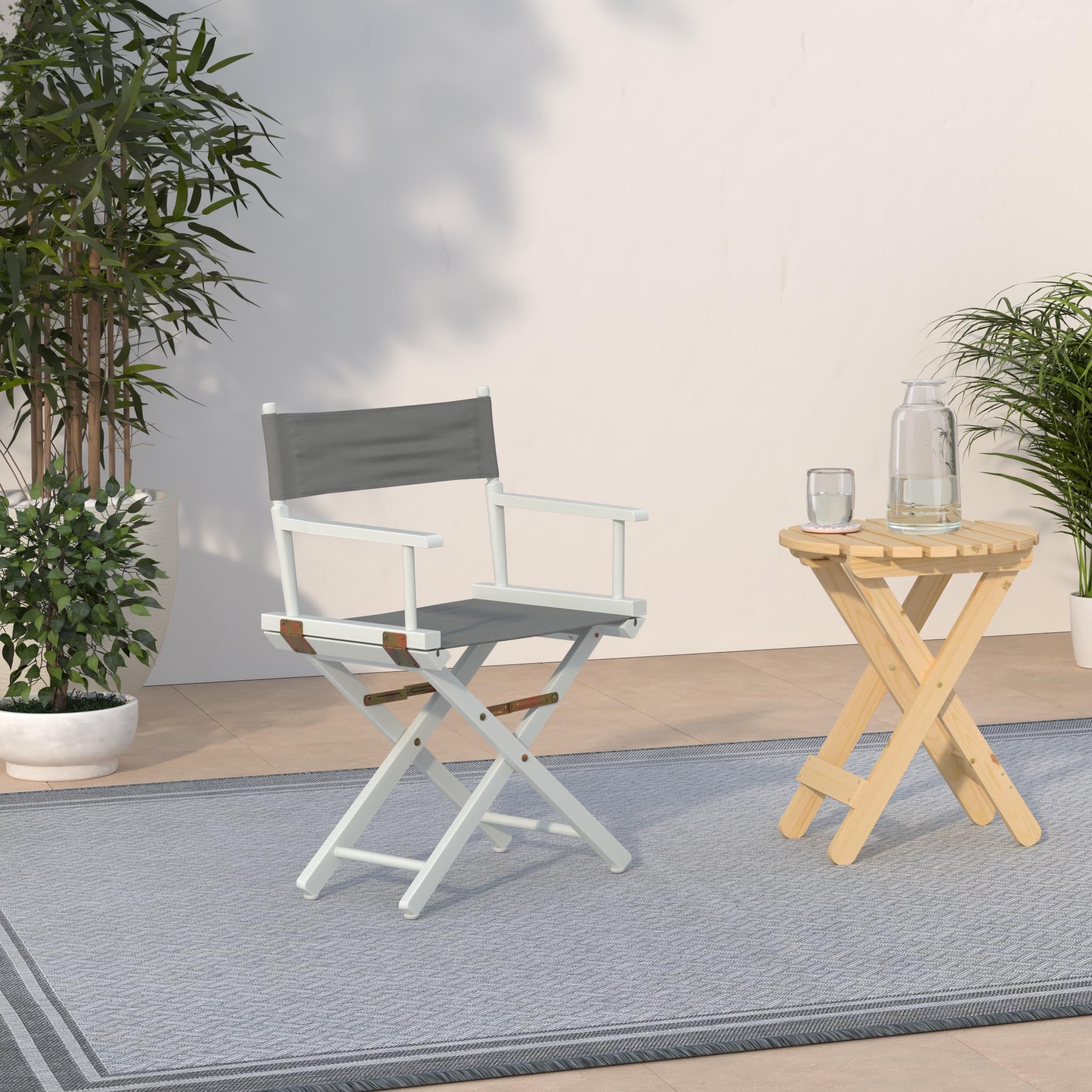 Casual Home 18&quot; Director'S Chair White Frame With Grey Canvas