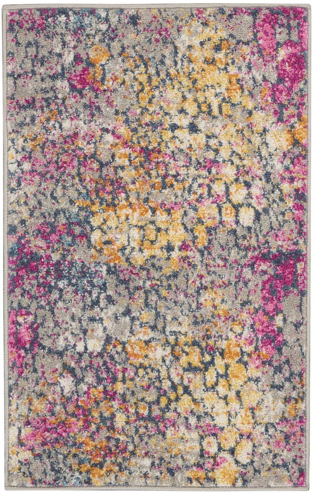 HomeRoots Yellow Multi 100% Polypropylene 2’ x 3’ Yellow and Pink Coral Reef Scatter Rug