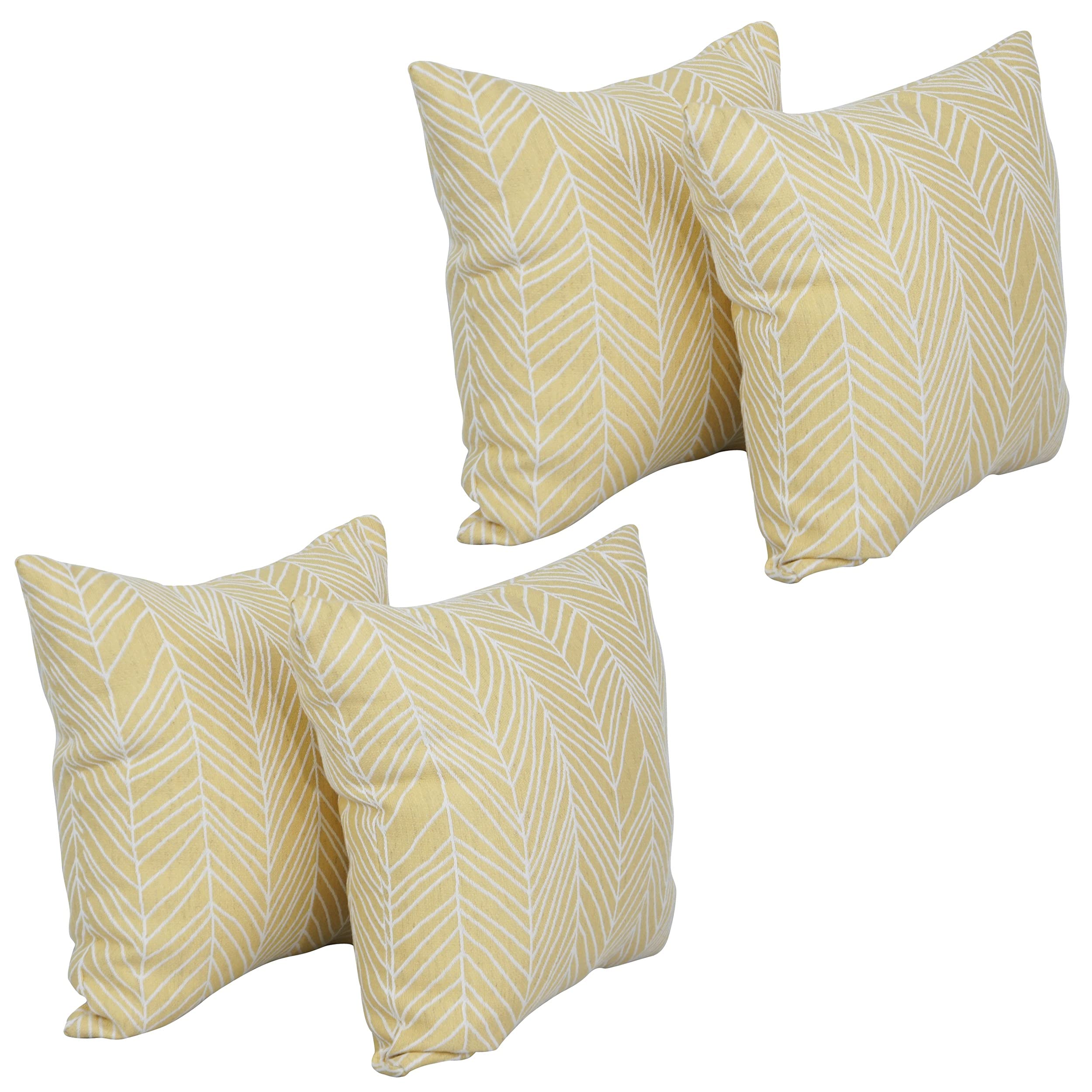 Blazing Needles Square Polyester Jacquard Throw Pillows, 17", Demeter Lemona 4 Count