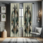 Ambesonne Bohemian Window Curtains Pack Of 2, Diamond Shapes Geometric Design Abstract Botanical Design Boho, Lightweight Set Wi