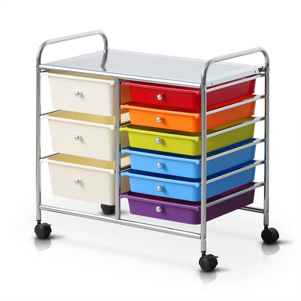 Furinno Wayar 9-Drawer Trolley, Rainbow