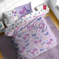 Sunny Side Up Butterfly Full Comforter Set - 7 Piece Kids Bedding Includes Comforter, Sheets & Pillow Cover - Super Soft Purple
