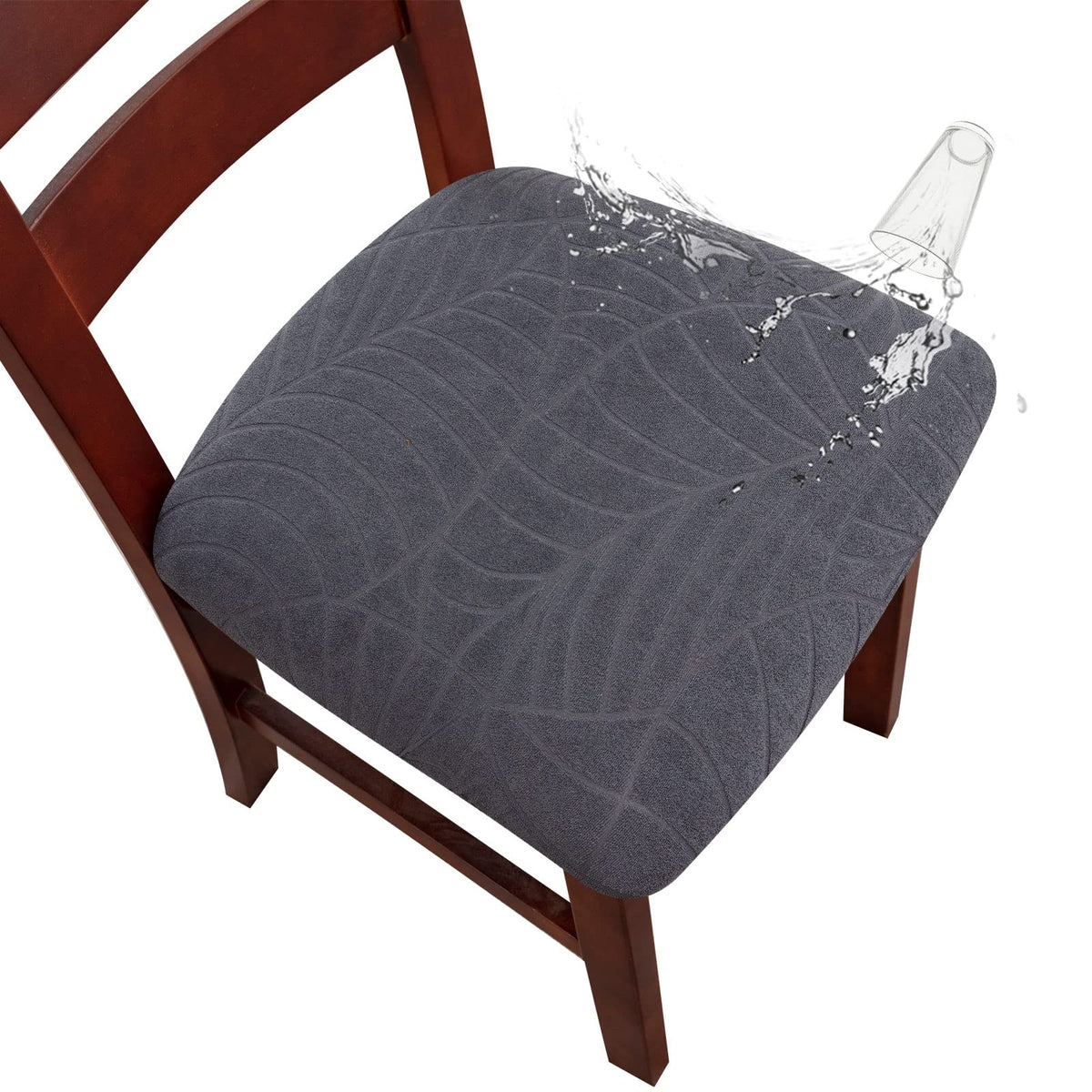 Genina Waterproof Seat Covers for Dining Room Chairs, Stretch Chair Seat Covers Removable Washable Dinning Room Kitchen Chair Cu