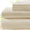 Bysure 6 Pieces Bed Sheets Set(King, Cream/Beige) - Hotel Luxury Super Soft 1800 Thread Count 100% Microfiber Sheets With Deep P