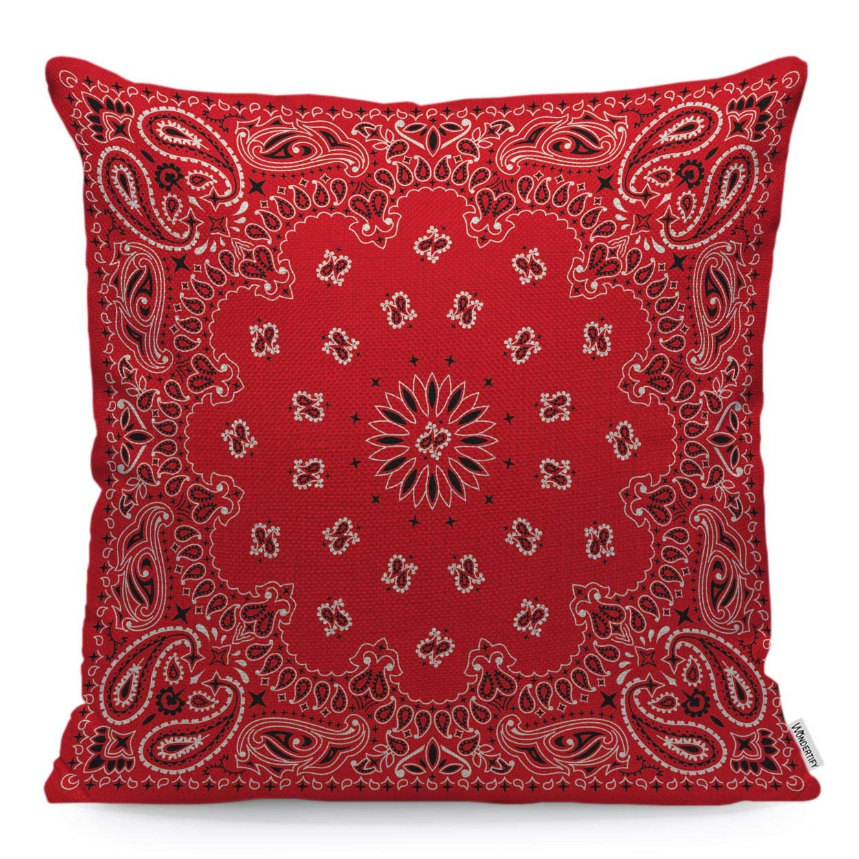 Wondertify Throw Pillow Cover Case Orange Bandana Pattern Black And White Ornaments,Soft Pillow Case For Decorative Bedroom/Livi