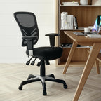 Flash Furniture Nicholas Mid-Back Swivel Office and Gaming Chair, Ergonomic Mesh Office Chair with Adjustable Lumbar Support and Height, Black