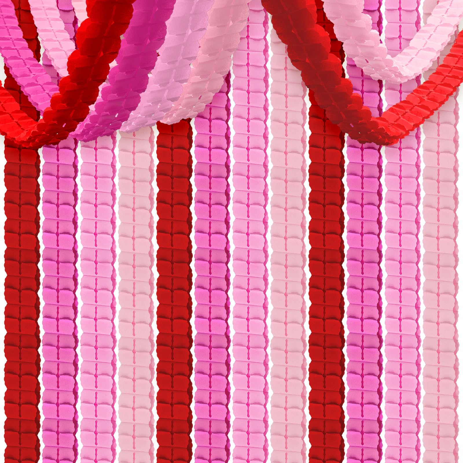 Whaline 16Pcs Valentine's Day Party Decoration Four-Leaf Clover Hanging Banner Red Pink Paper Streamers Garland for Wedding Anni