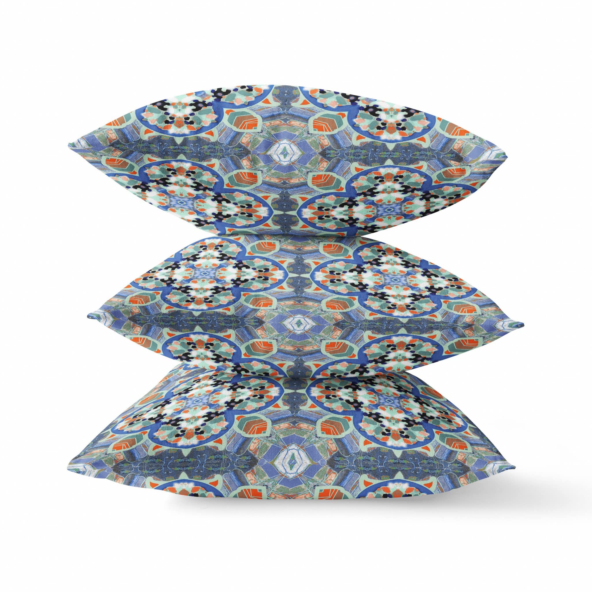 HomeRoots Blue Orange Cloverleaf Boho Suede Throw Pillow