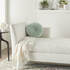 HomeRoots Celadon Cotton Velvet Mint Tufted Round Throw Pillow