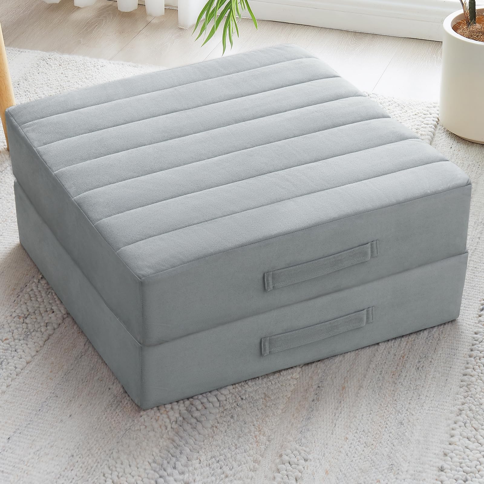 Jkmax 2 Pcs High Density Foam Floor Pillow - Upgraded Large Pillows Seating For Adults - Outdoor Floor Cushion With Soft Tufted