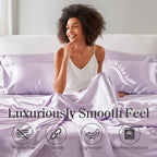 Madison Park Essentials Satin Sheets Twin Size, Luxurious Silky Satin Bed Sheets, Elastic 14' Pocket Fits Up To 16' Mattress, Wrinkle-Free, Soft Satin Bed Sheet Set, Lilac 4 Piece