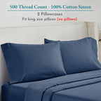 California Design Den Soft & Silky 500 Thread Count 100% Cotton Sateen, Cool & Smooth With A Classic Opening, Set Of 2 King Pill