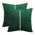 Tosleo Christmas Green Velvet Throw Pillow Covers 20X20 Inch Pack Of 2 With Gold Leather Forest Green Decorative Couch Pillowcas