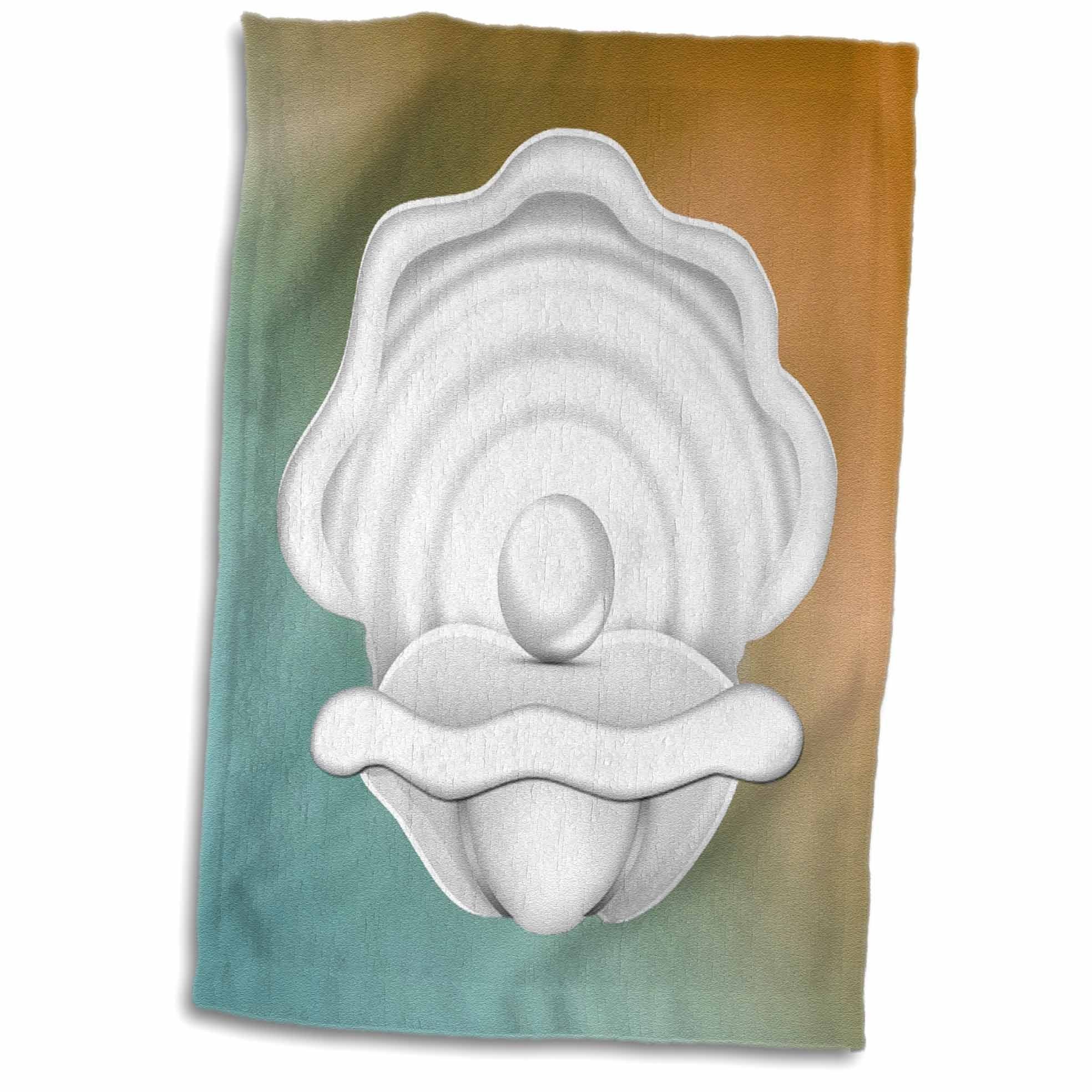 3D Rose TWL_212692_1 int of Trendy White Oyster Shell On Aqua and Amber, 15 x 22