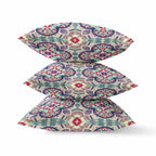 HomeRoots Maroon Green 20â€ Mauve Blue Cloverleaf Boho Zippered Suede Throw Pillow