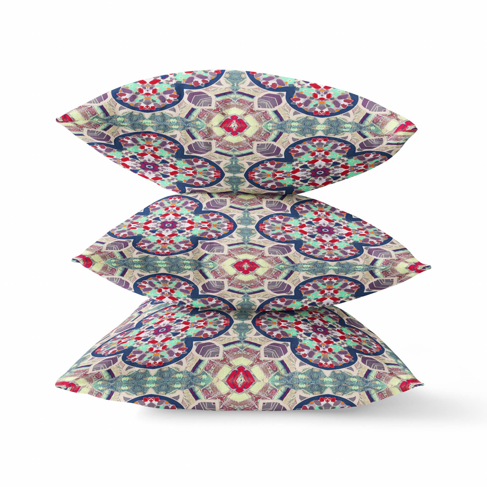 HomeRoots Maroon Green 16â€ Mauve Blue Cloverleaf Boho Zippered Suede Throw Pillow