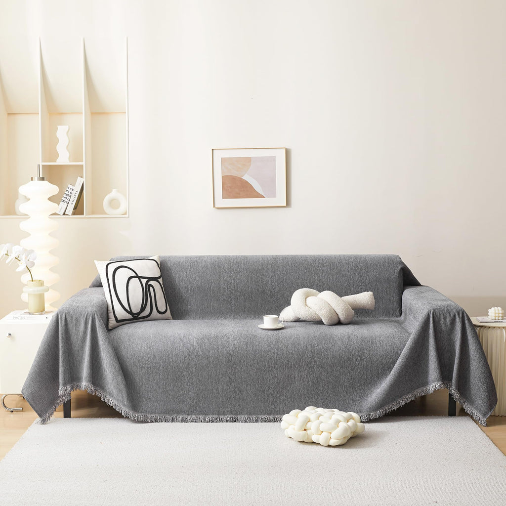 Meetsky Sofa Covers For Dogs Grey Sofa Covers For 3 Cushion Couch Sofa Chenille Sofa Slipcover Couch Covers For Sectional L Shap