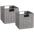 Vagusicc Wicker Storage Baskets, Set of 2 Hand-Woven Storage Baskets for Shelves with Handles, Foldable Cube Storage Baskets Bin