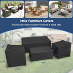 Startwo Patio Furniture Covers 4 Piece Set, Heavy Duty Waterproof Outdoor Furniture Cover, Windproof Patio Cover For Rattan Wicker Conversation Set, Patio Furniture Set Cover, Black,Large