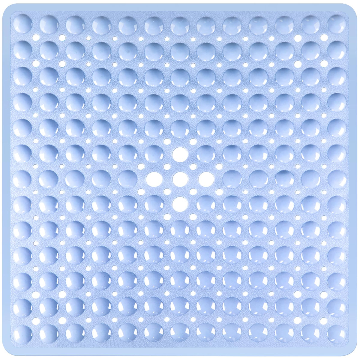 Naoloture Square Shower Bathtub Mat Non Slip for Inside Shower Light Blue 21x21 Inch, Shower Stall Mats for Bathroom Floor, Soft