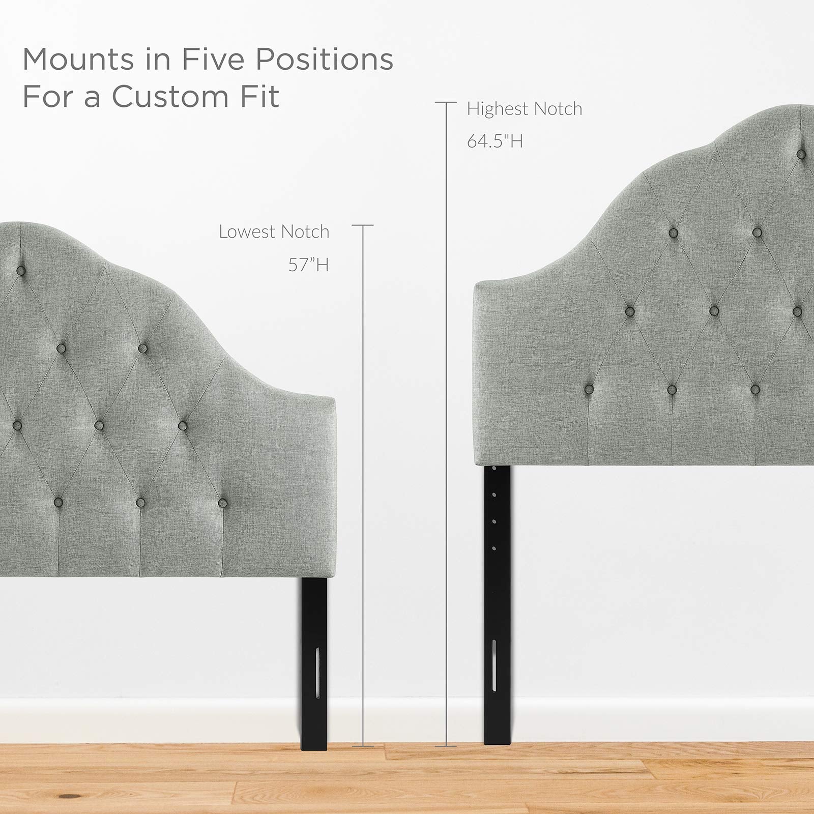 Modway Sovereign Tufted Button Linen Fabric Upholstered Queen Headboard in Gray