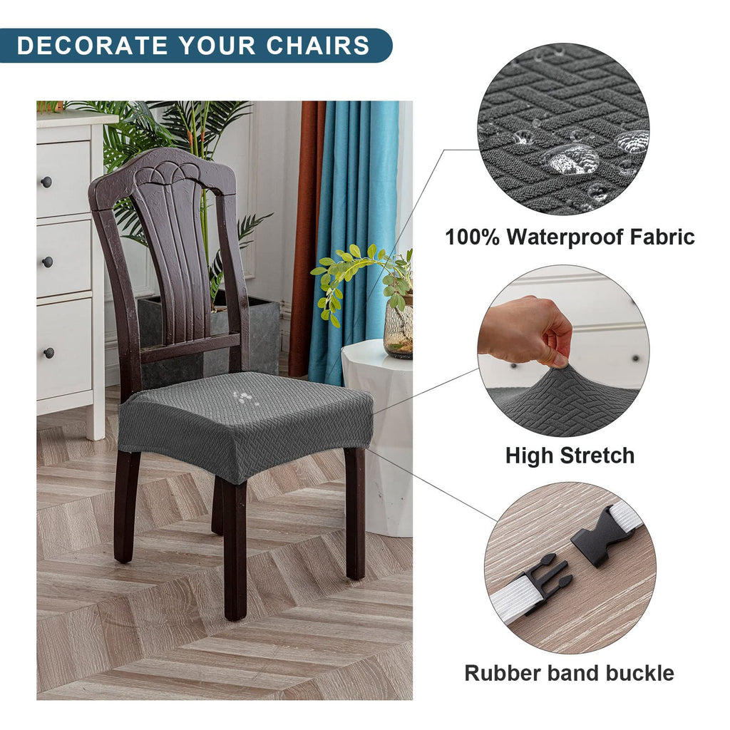 Genina Waterproof Seat Covers For Dining Room Chair Covers Waterproof Dining Chair Covers (2 Pcs-Rear-Covered, Grey)