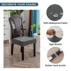 Genina Waterproof Seat Covers For Dining Room Chair Covers Waterproof Dining Chair Covers (4 Pcs-Rear-Covered, Grey)