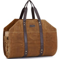 Canvas Firewood Log Carrier Bag, Waxed Durable Wood Tote of Fireplace Stove Accessories, Extra Large Hay Hauling with Handles fo