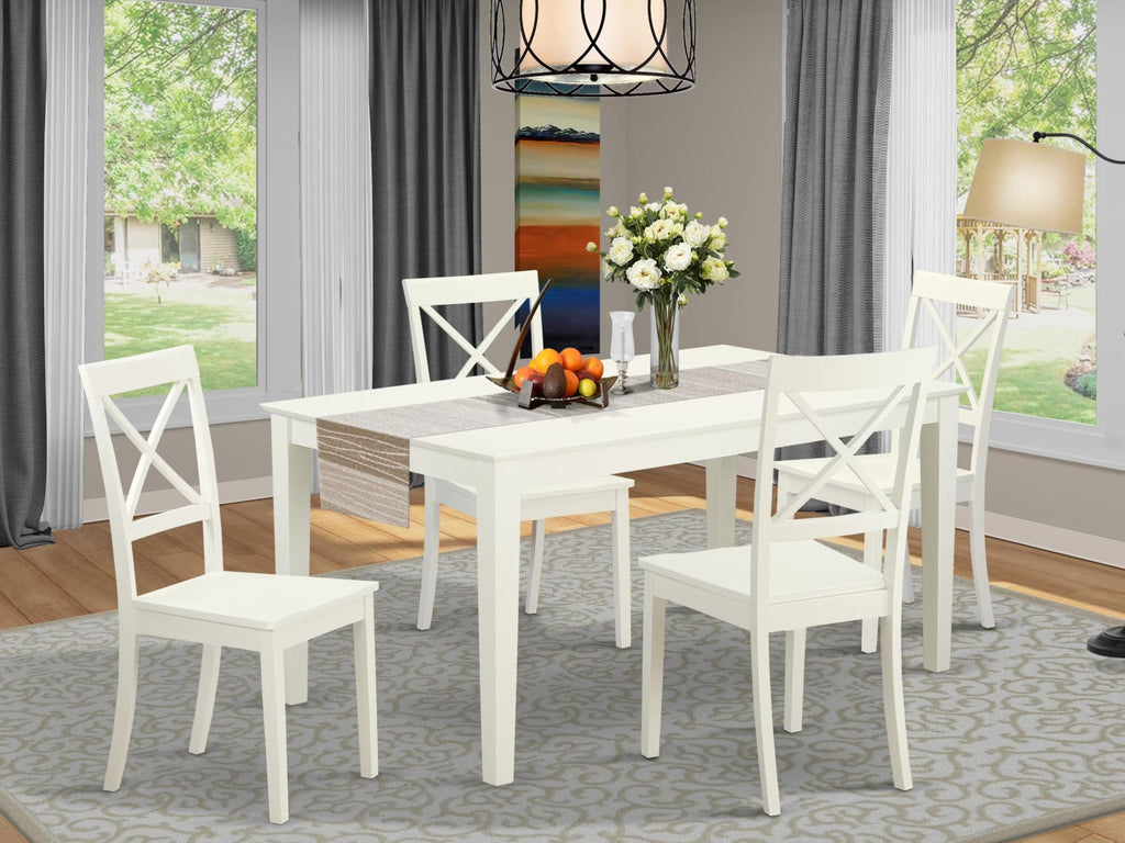 East West Furniture Cabo5-Lwh-W 5 Piece Dining Room Furniture Set Includes A Rectangle Kitchen Table And 4 Dining Chairs, 36X60 Inch, Linen White