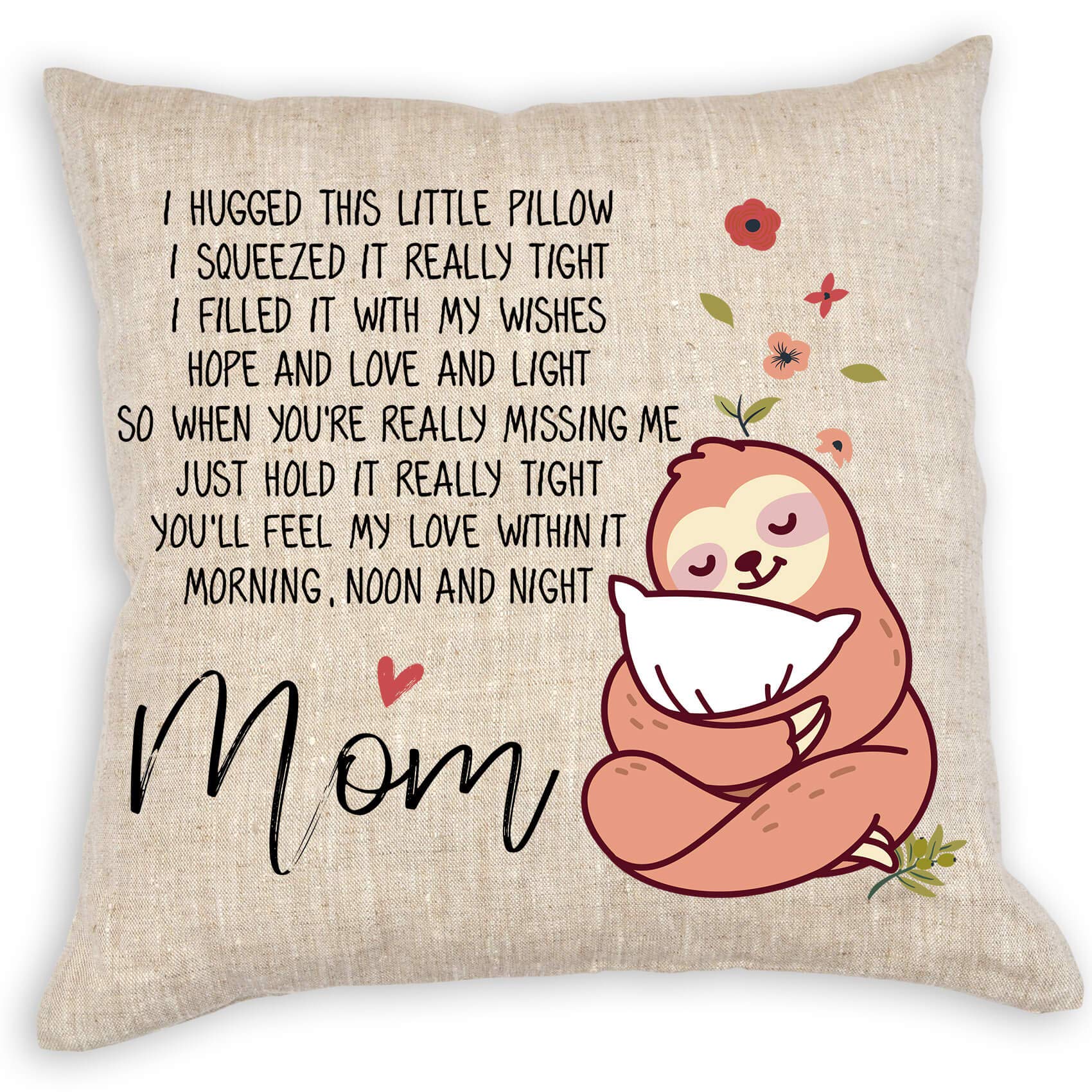 Vilight Mom'S Throw Pillow Covers 18X18 - Funny Gifts For Mothers From Daughter Son - Sloth Decorative Square Couch Pillow Cases