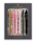 Snifty Antisocial Butterfly - Black Ink Gel Pens - Set Of 6