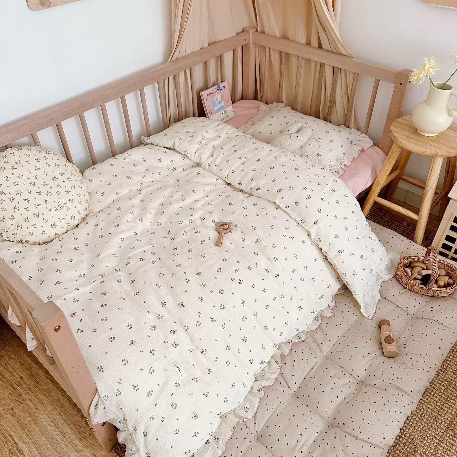Bulutu 100% Cotton Muslin Crib Duvet Cover For Infant Boys Girls Baby Toddler Bed Muslin Duvet Covers,Nursery Decoration,47'X59