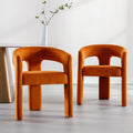 Rivova Modern Barrel Dining Chairs Set Of 2, Velvet Upholstered Accent Side Chair With Arms Comfy Makeup Vanity Chairs, Dining L