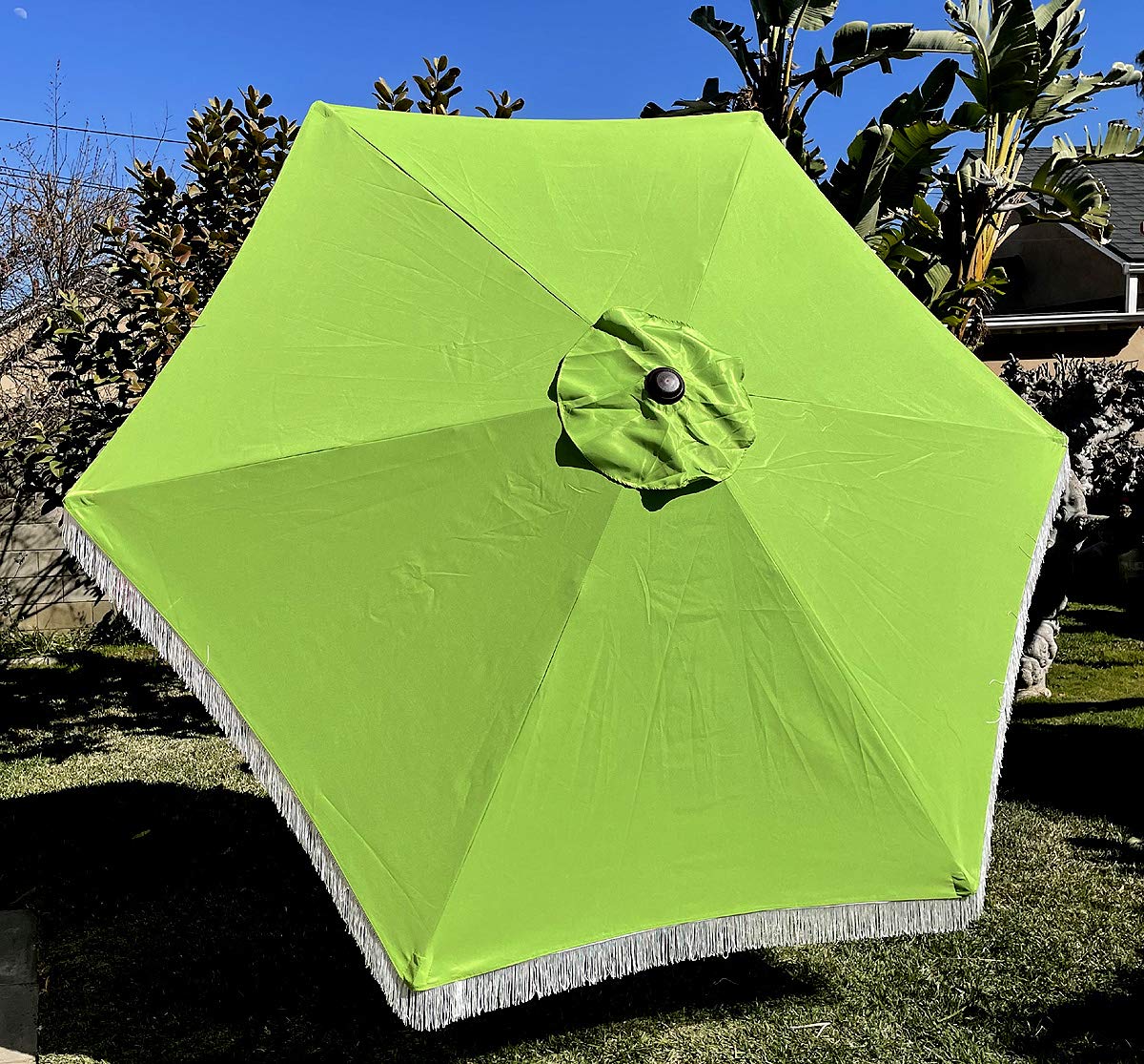 Bellrino Decor Replacement Tassel Edge Apple Green Umbrella Canopy For 9Ft 6 Ribs (Canopy Only) C003-6A-Apple