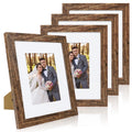 Hongkee 8x10 Picture Frame Set of 4, Made of Real Glass and Rustic Brown Wooden Frame, 8 by 10 Photo for Wall or Tabletop - Disp