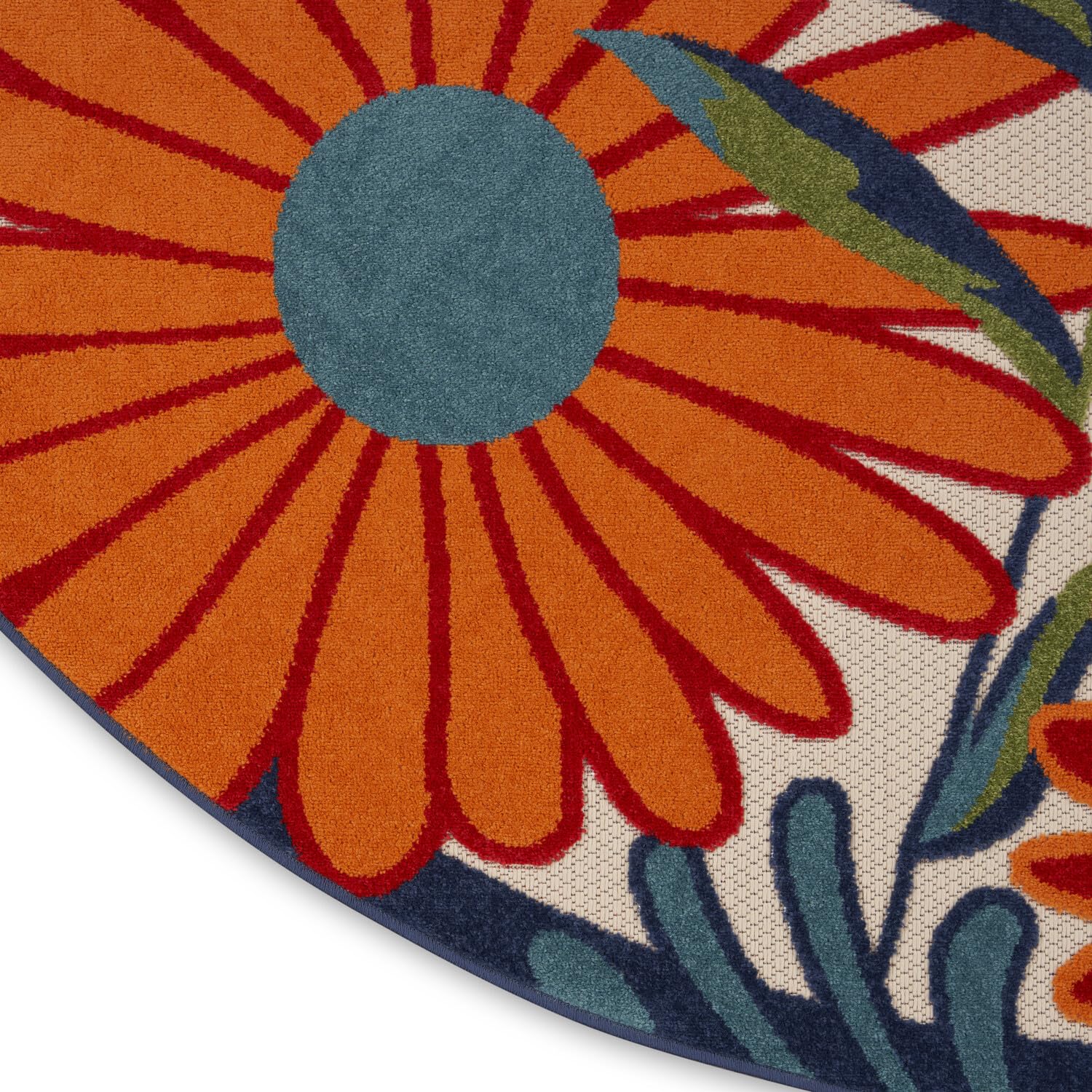Nourison Aloha Outdoor Multicolor 10' X Round Area Rug, Easy Cleaning, Non Shedding, Bed Room, Living Room, Dining Room, Deck, Backyard, Patio (10 Round)