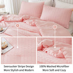 Avelom Blush Pink Seersucker Twin/Twin Xl Comforter Set (68X90 Inches), 2 Pieces-100% Soft Microfiber Lightweight Comforter With 1 Pillowcase, All Season Down Alternative Comforter Set For Bedding
