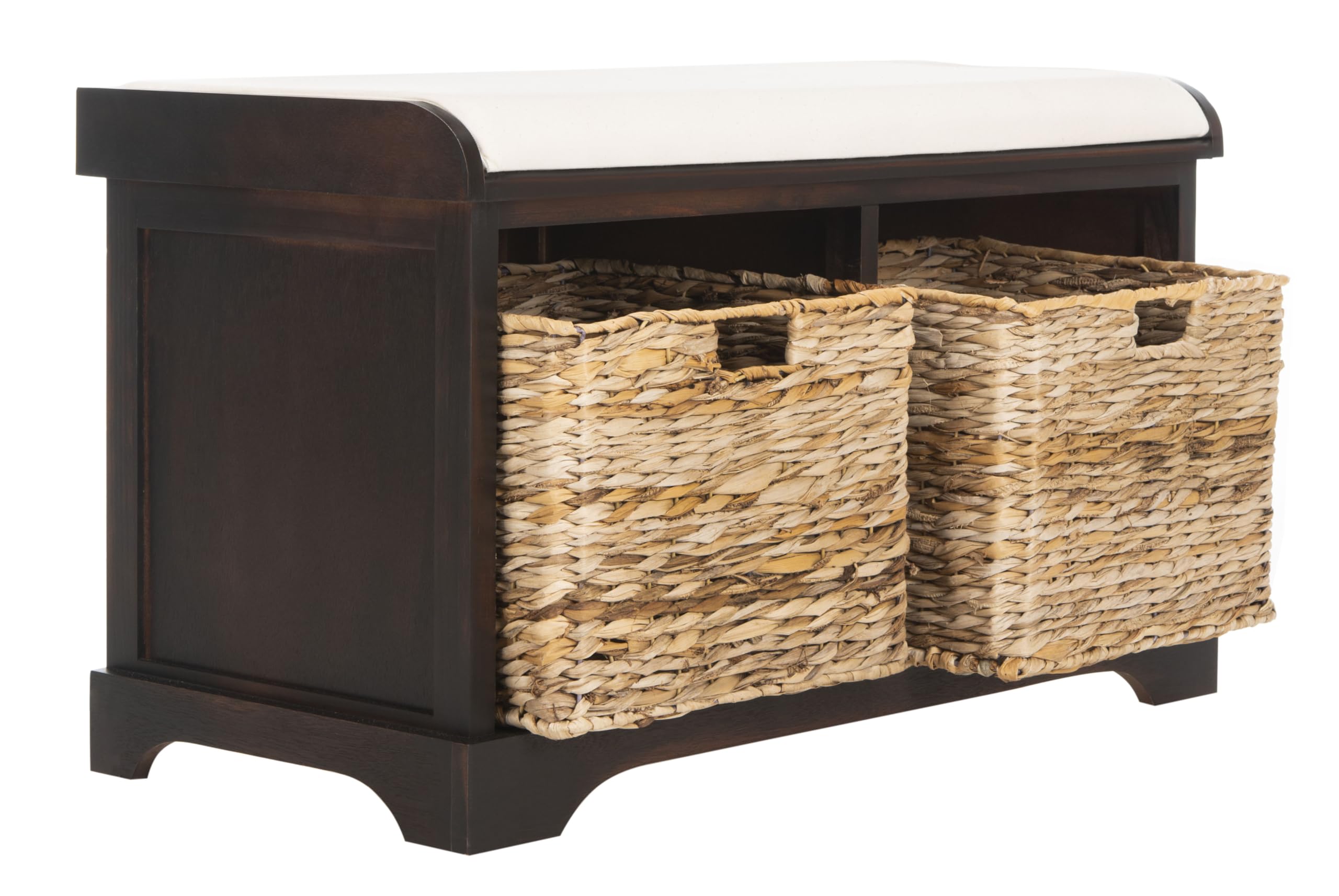 Safavieh Home Collection Freddy Brown/ Wicker Basket 2-Drawer Storage Bench With Cushion (Fully Assembled)
